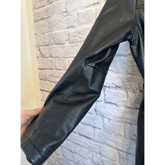 Jacqueline Ferrar Wilsons Leather Women's Black Leather Belted Coat Medium - Picture 3 of 10